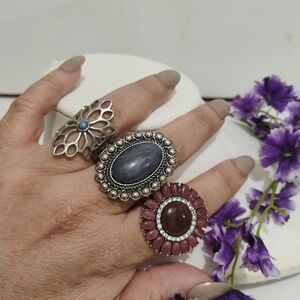 3 Adjustable Rings of Any Size, Bohemian and Vintage Style | Lead and Nickel Fre